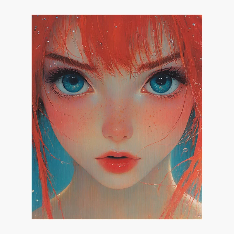 Vibrant Anime-Inspired Digital Portrait of Red-Haired Fantasy Character Cotton Tote Bag