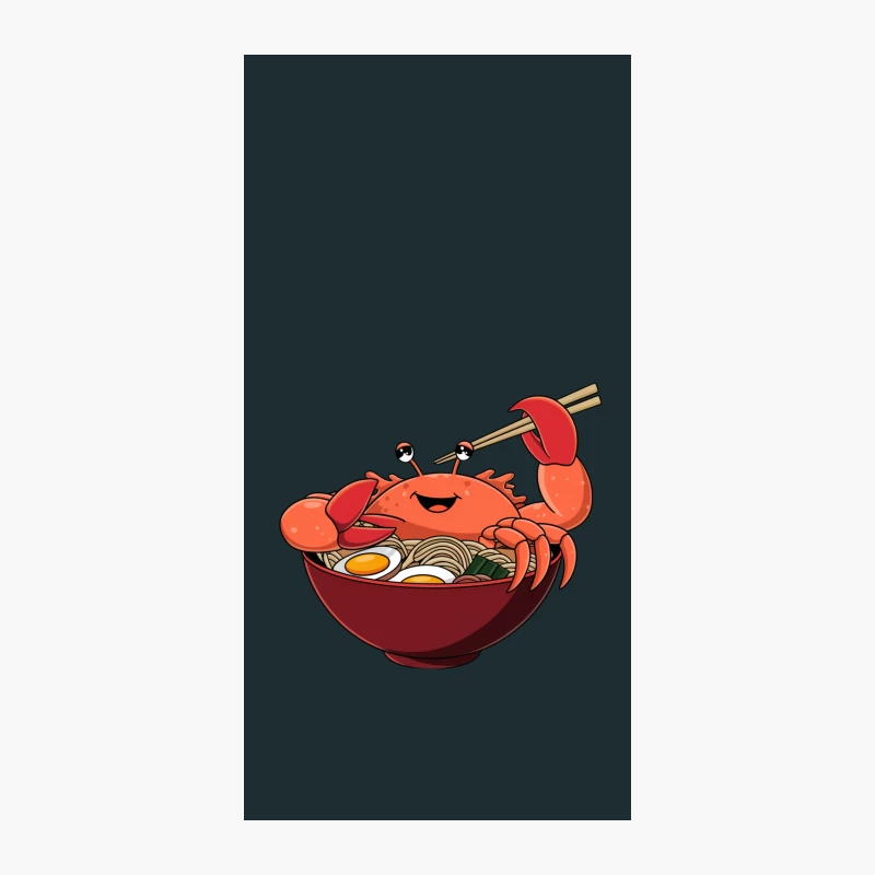 Cute Cartoon Crab in Ramen Bowl with Chopsticks iPhone Case