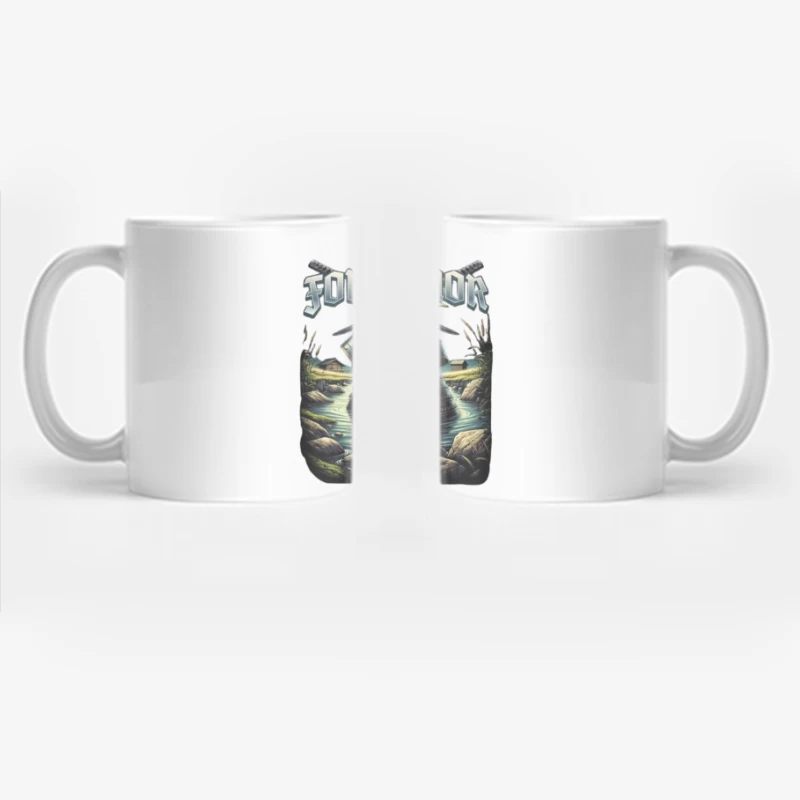 Japanese Samurai Helmet Emerging from Water - Artistic Illustration Coffee Mug