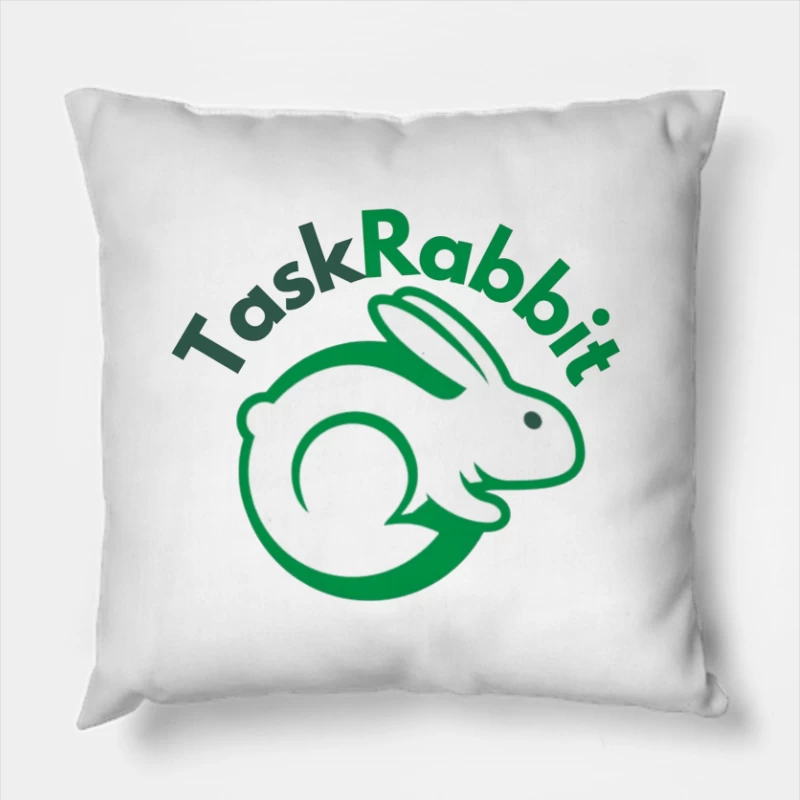 TaskRabbit Green Circular Rabbit Logo Design Throw Pillow