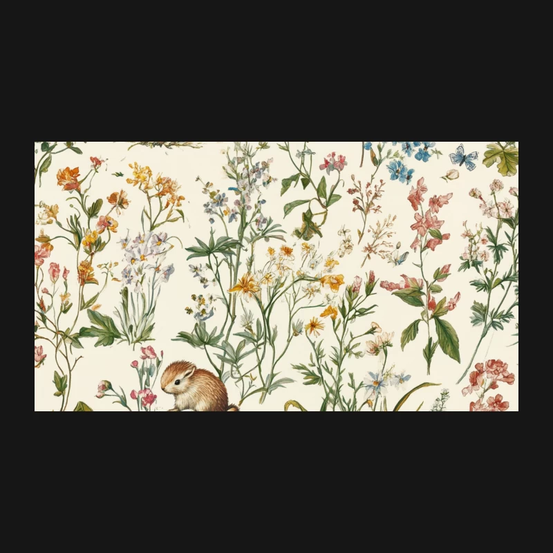Vintage Botanical Wonderland with Whimsical Wildlife Desk Mat