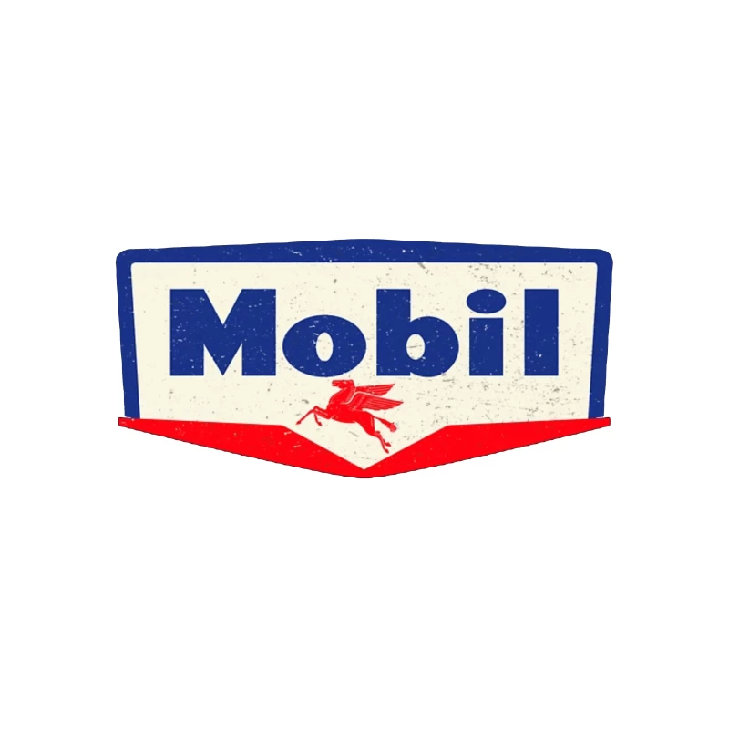 Vintage Mobil Oil Company Logo with Red Pegasus Tapestry