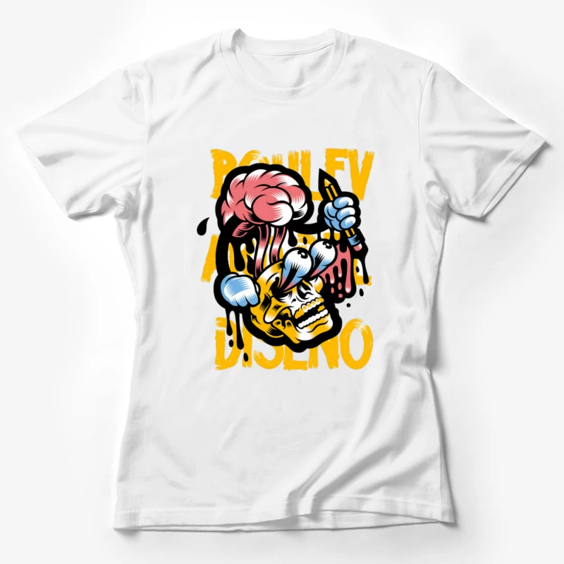 Kreativer Schädel-Design Damen T-Shirt