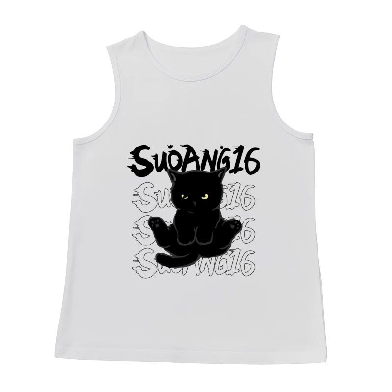 Niedliche schwarze Katze Illustration Herren Tanktops
