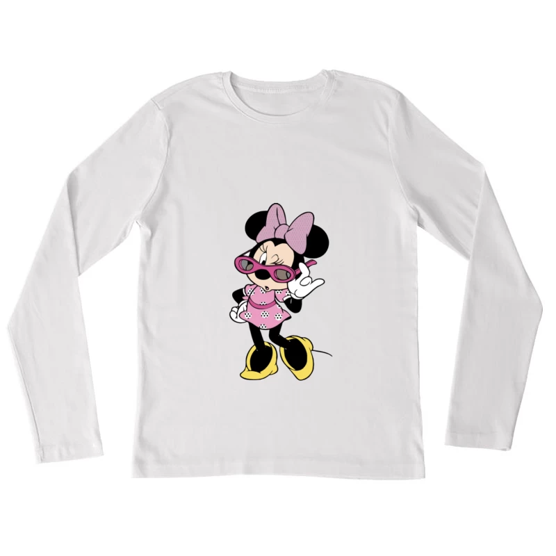 Minnie Mouse avec lunettes de soleil et robe rose Femme Manches Longues T-Shirt