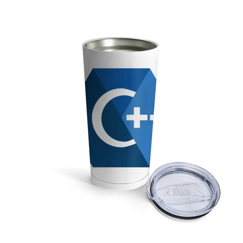 C++ Programming Language Logo in Blue Hexagon Design Travel Mug