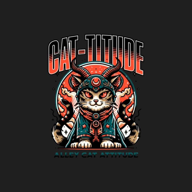 Katzen-Tattoo mit Horn, Haltung und Kunst Herren Tanktops