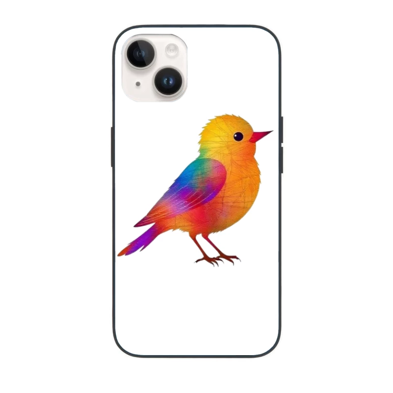 Whimsical Rainbow Bird Digital Illustration iPhone Case