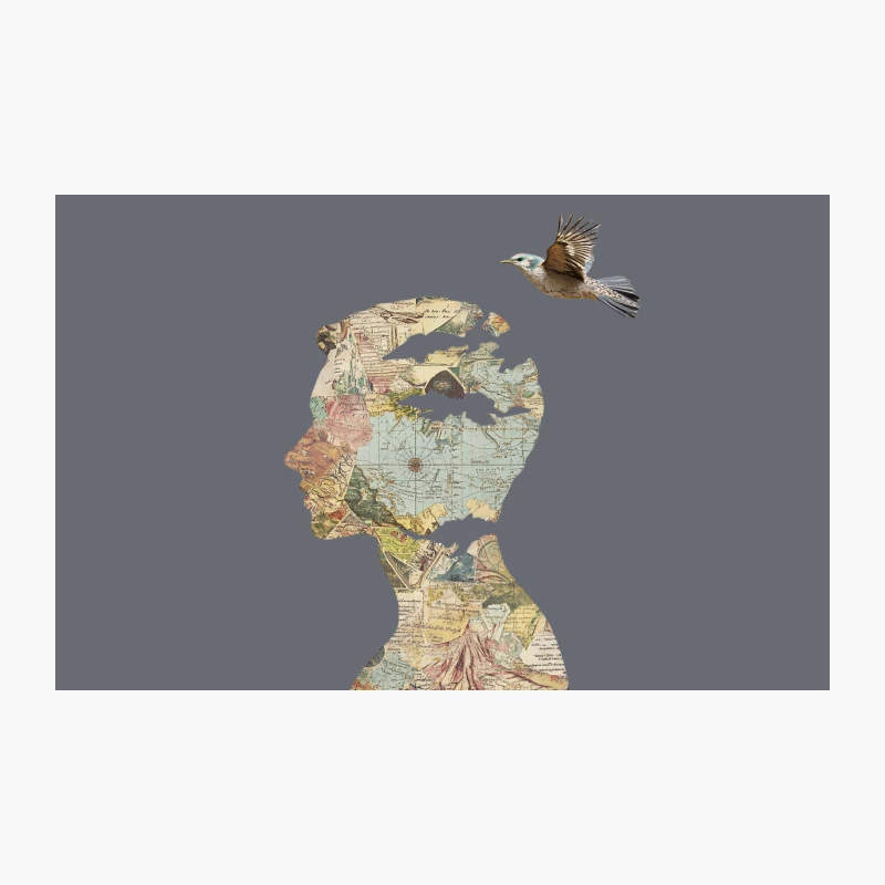 Imaginative Journey: A Silhouette Mapped with Wanderlust Travel Mug