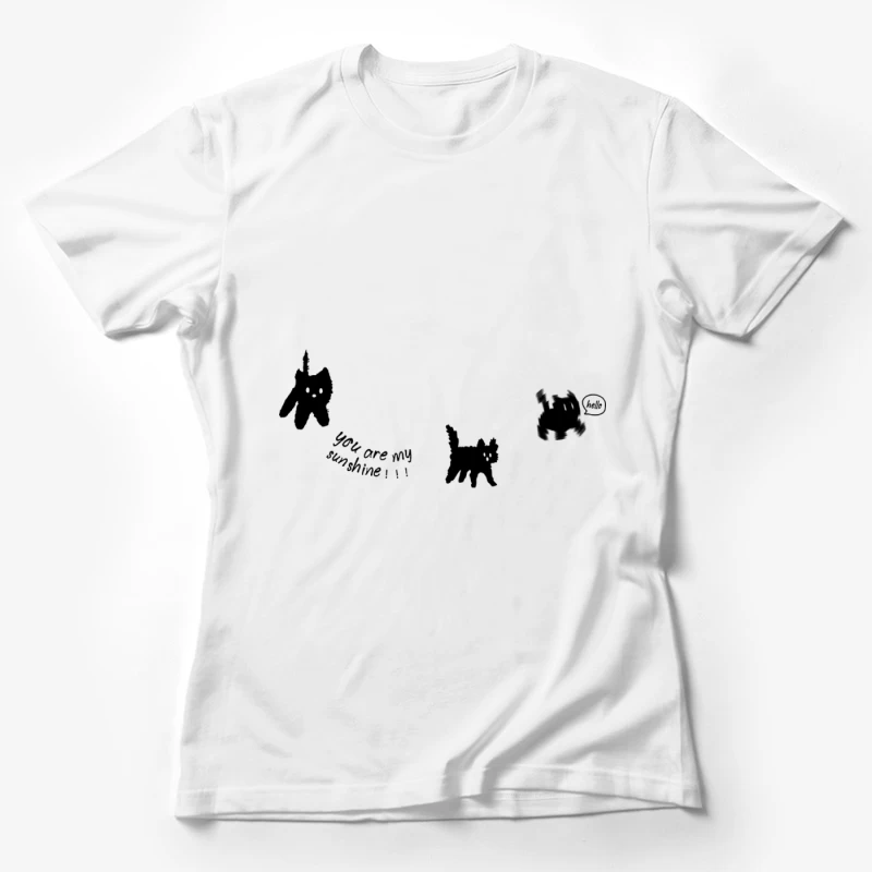 Süße Katzen-Doodle mit Herz Damen T-Shirt