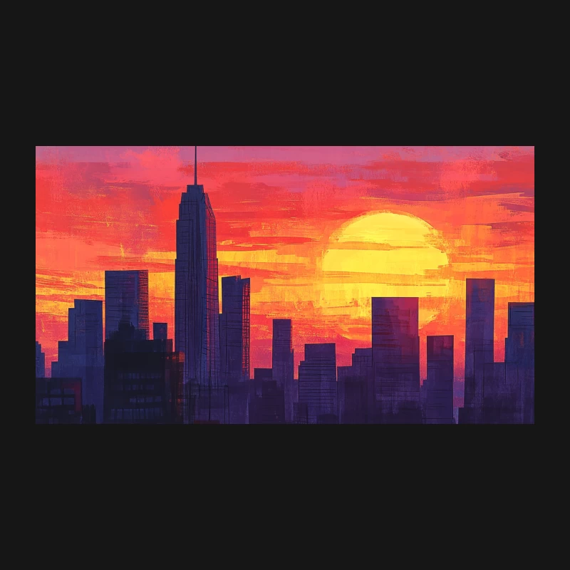 Vibrant Sunset Over New York City Skyline Desk Mat