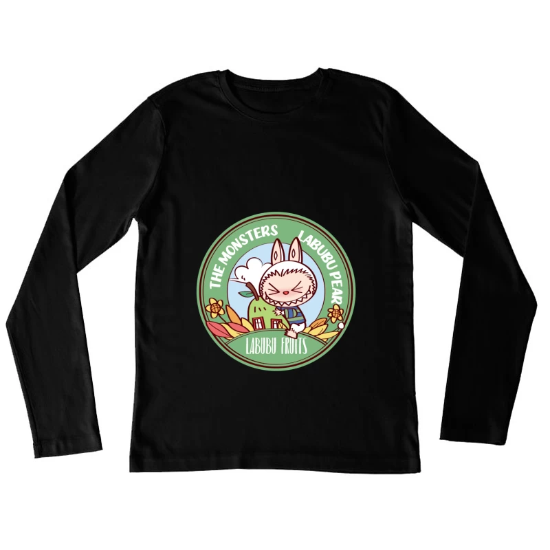 Lustiges Labubu-Früchtedesign Damen Langarm T-Shirt