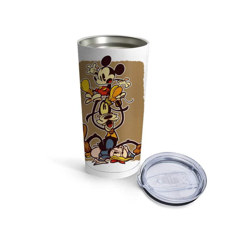 Classic Cartoon Chaos: A Tower of Laughter Travel Mug