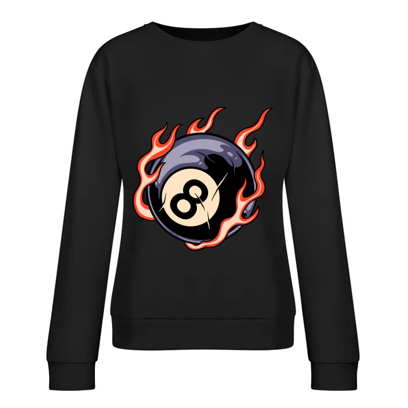 Flaming Eight Ball Illustration Female Pullover Sweatshirt