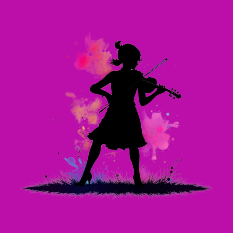 Colorful Silhouette of a Girl Playing Violin Pin