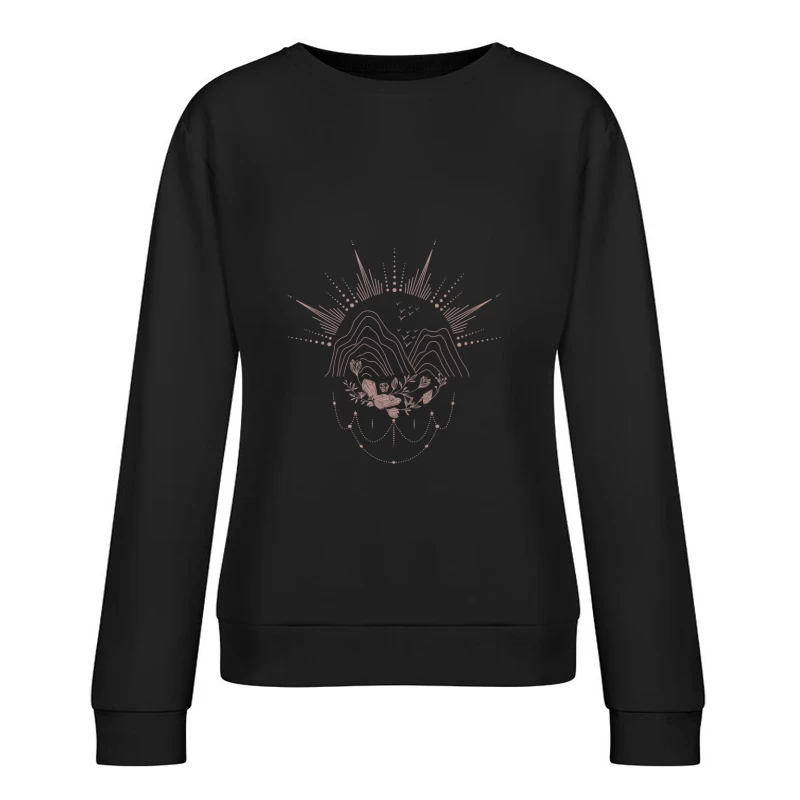 Mandaladesign mit Bergen und Blumen Damen Pullover Sweatshirt