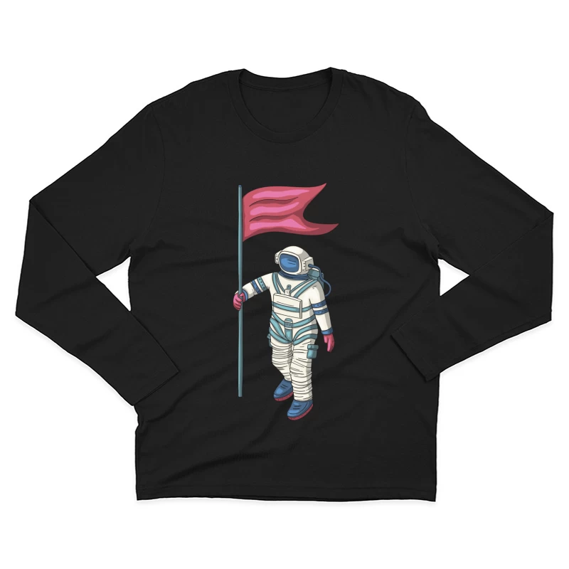Astronaut mit Fahne Herren Langarm T-Shirt