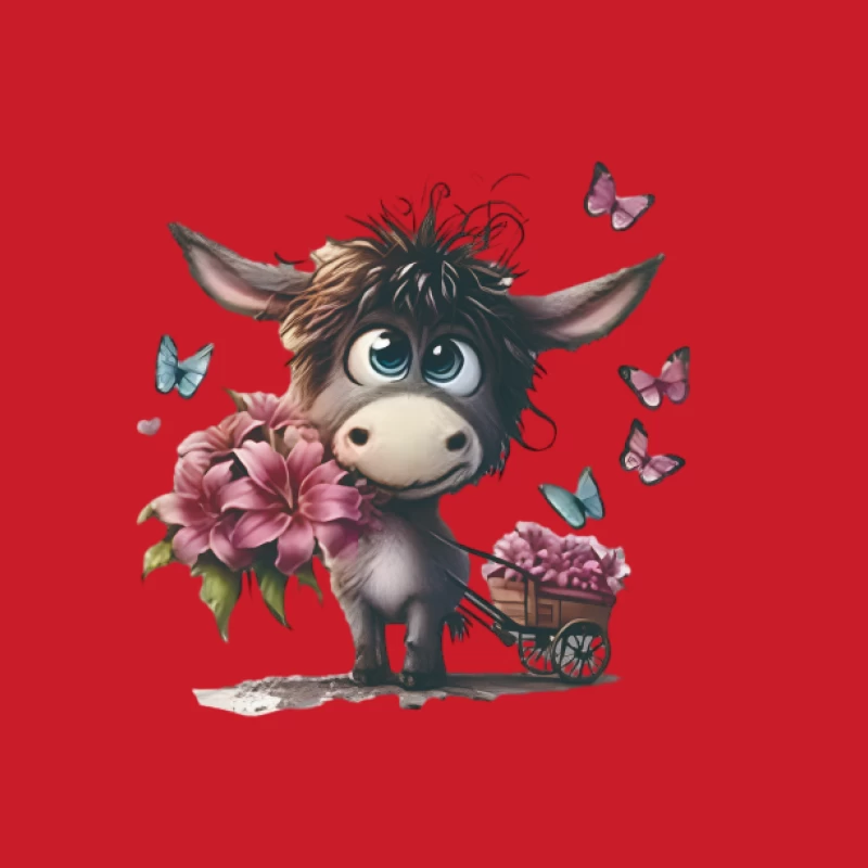 Adorable âne avec fleurs et papillons Homme Sweat à capuche