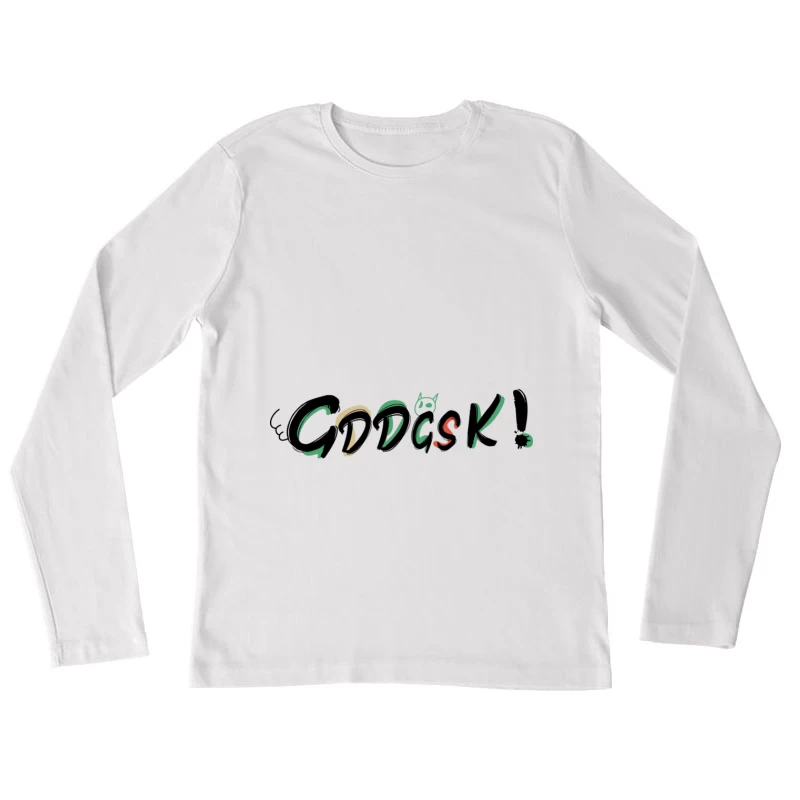 Farbenfroher Graffiti-Text Damen Langarm T-Shirt