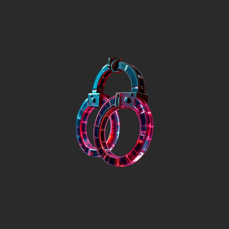 Illuminated Cyberpunk Handcuffs with Neon Pink and Blue Glow Baseball Cap