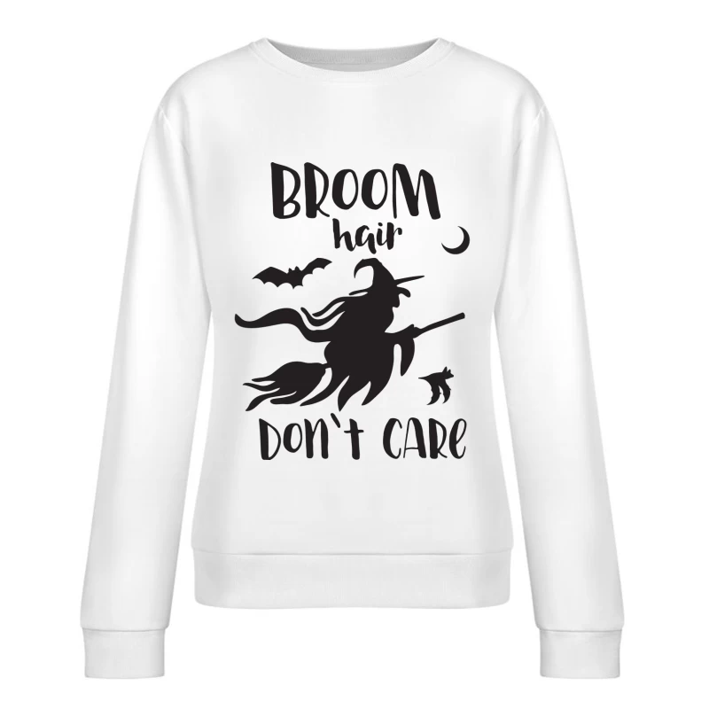 Sorcellerie et style en vol nocturne avec balai Femme Sweat-shirt à enfiler