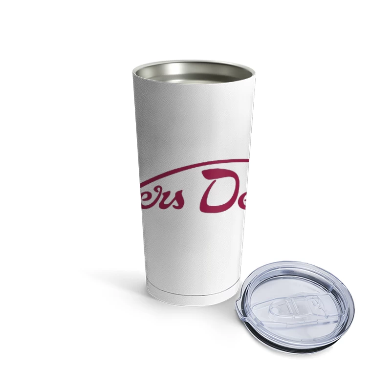 Bakers Delight Burgundy Cursive Logo with Wheat Symbol Travel Mug