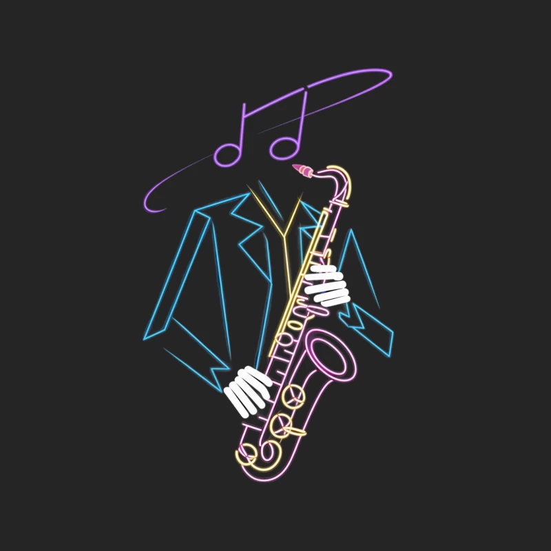 Artistic Jazz Saxophone Musical Sketch Male Pullover Sweatshirt