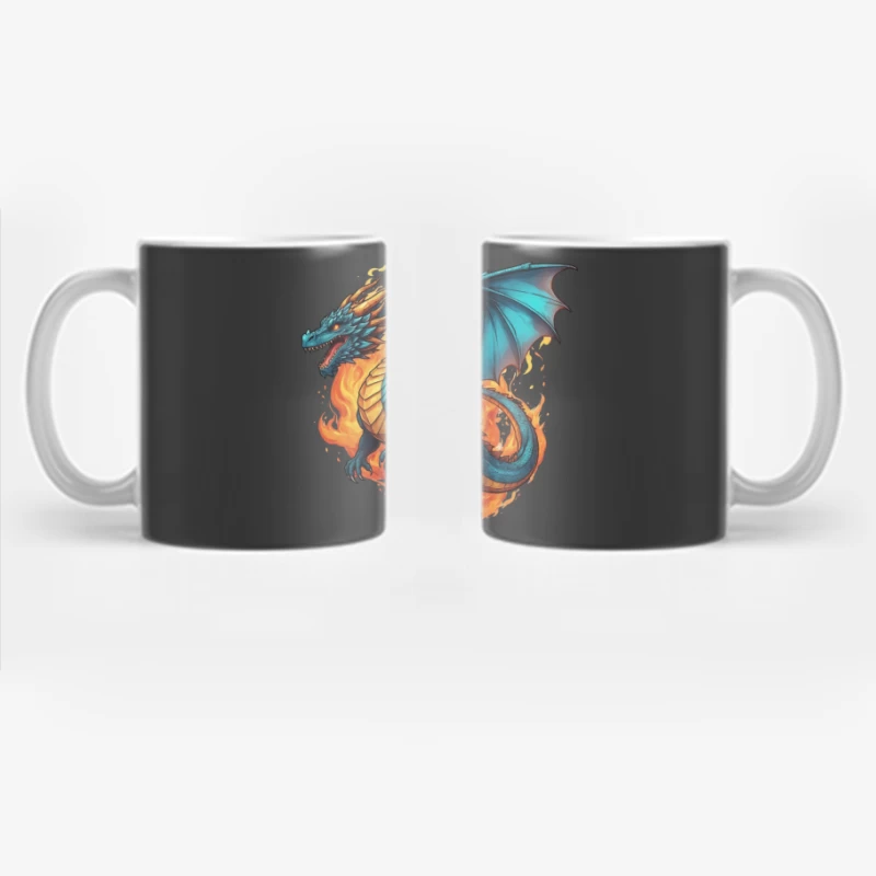 Blue Dragon in Flames Coffee Mug