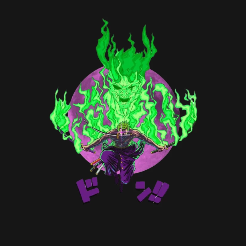 Samurai mit grünem Feuergeist Herren Langarm T-Shirt