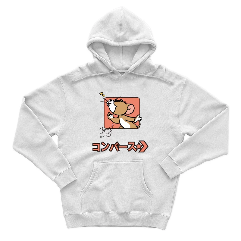Cartoon-Maus mit Herzchen und Schriftzug Herren Pullover Hoodie