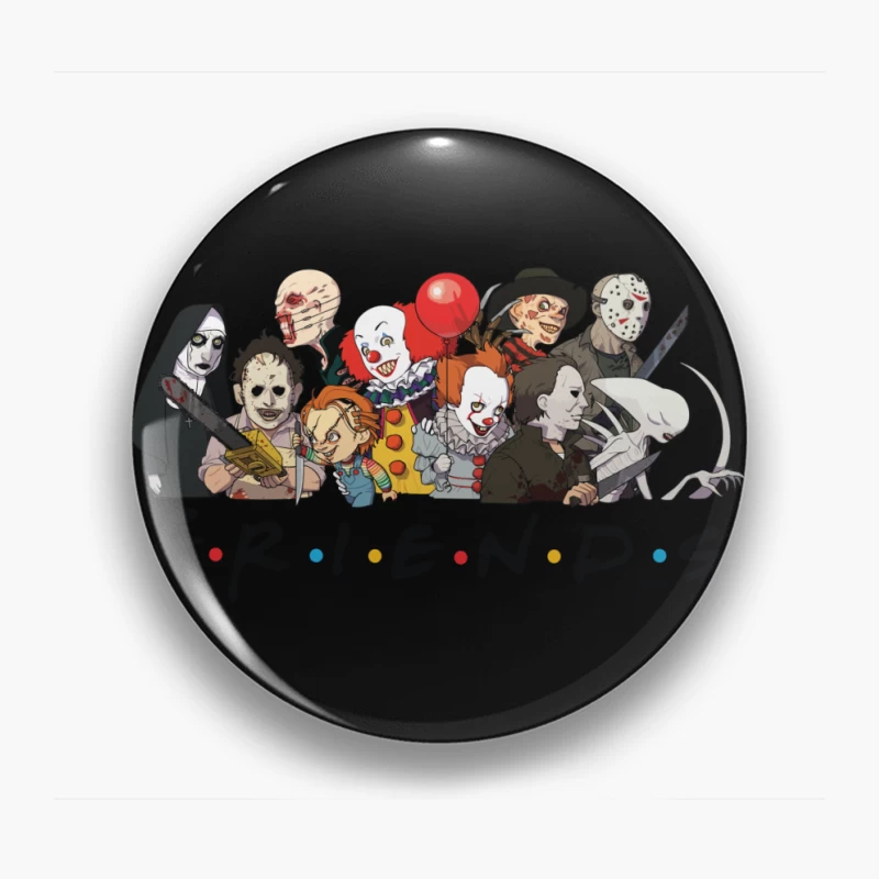 Horror Characters Parodying Friends Pin