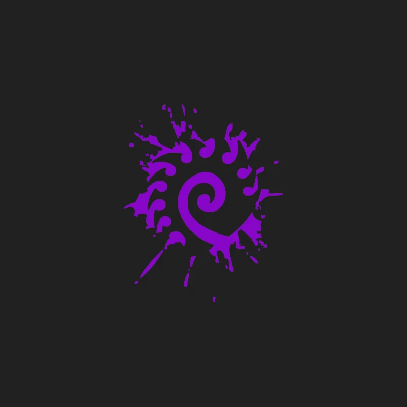 Abstract Purple Spiral with Musical Splash Design Bucket Hat