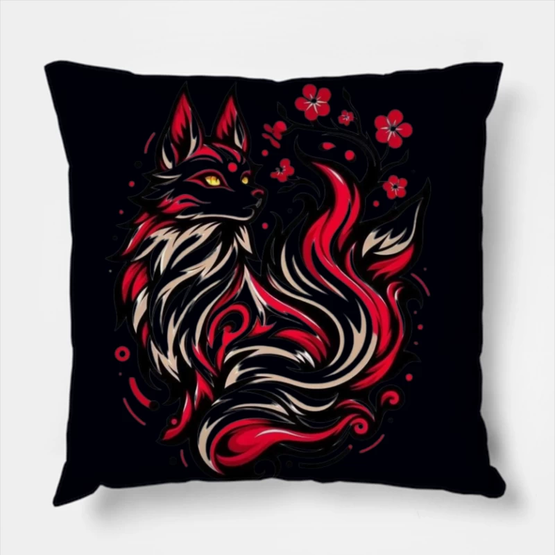Artistic Fox Design Throw Pillow