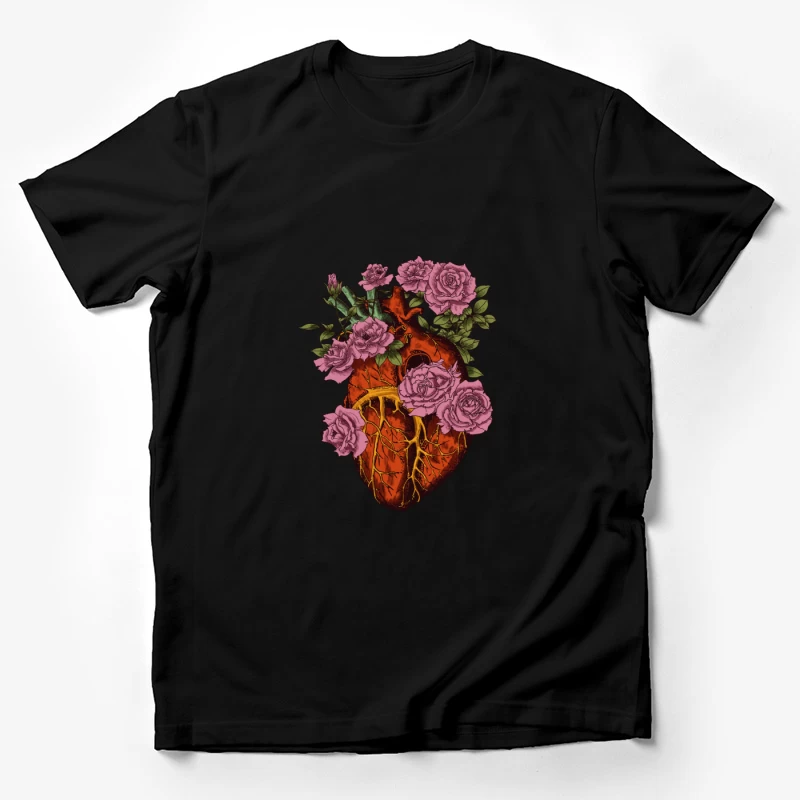 Herz mit Rosenillustration Herren T-Shirt