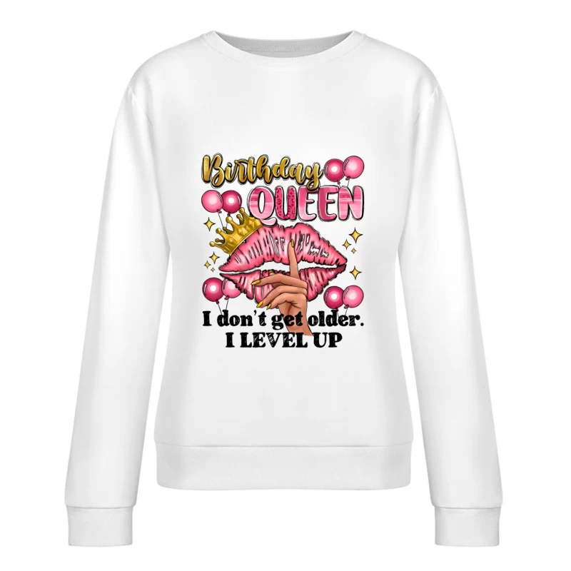 Reine d'anniversaire avec couronne et ballons Femme Sweat-shirt à enfiler