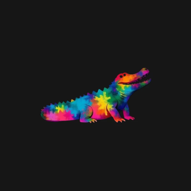 Rainbow Tie-Dye Alligator Illustration Female Long Sleeve T-Shirt