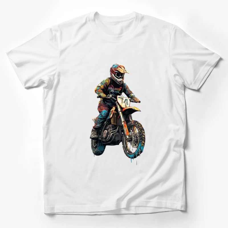 Dynamic Motocross Rider in Action Male T-Shirt