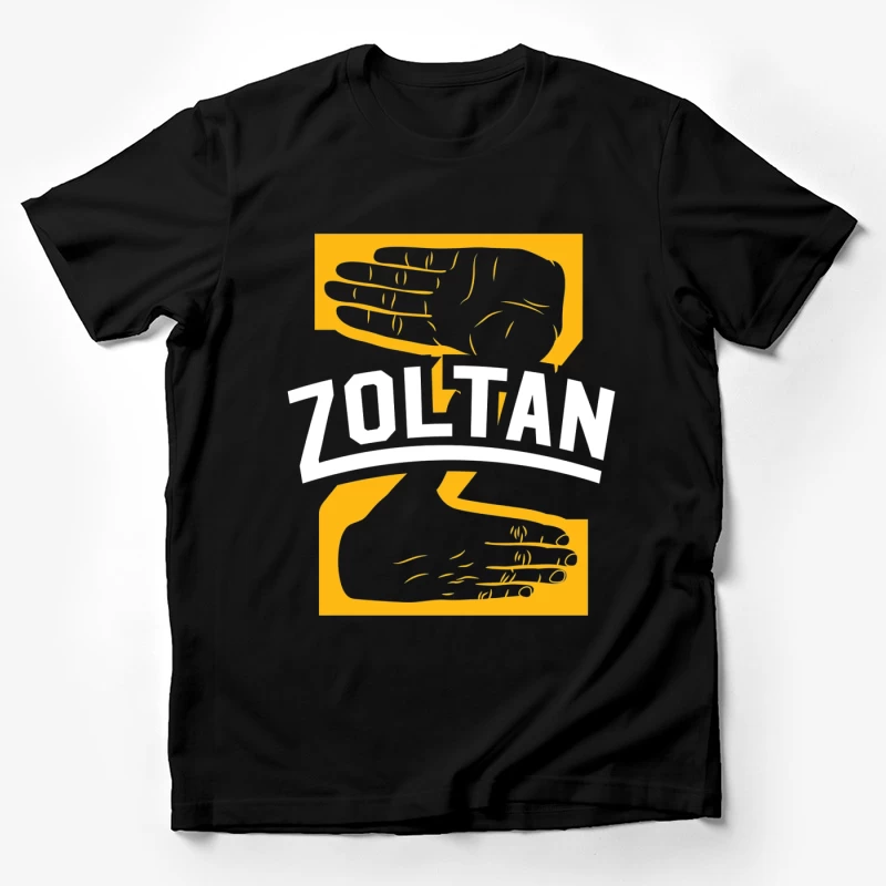 Zoltan Mystical Hand Reading Logo Design in Yellow and White Male T-Shirt