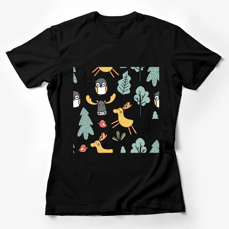 Animaux de la Forêt avec Hiboux et Rennes Femme T-Shirt