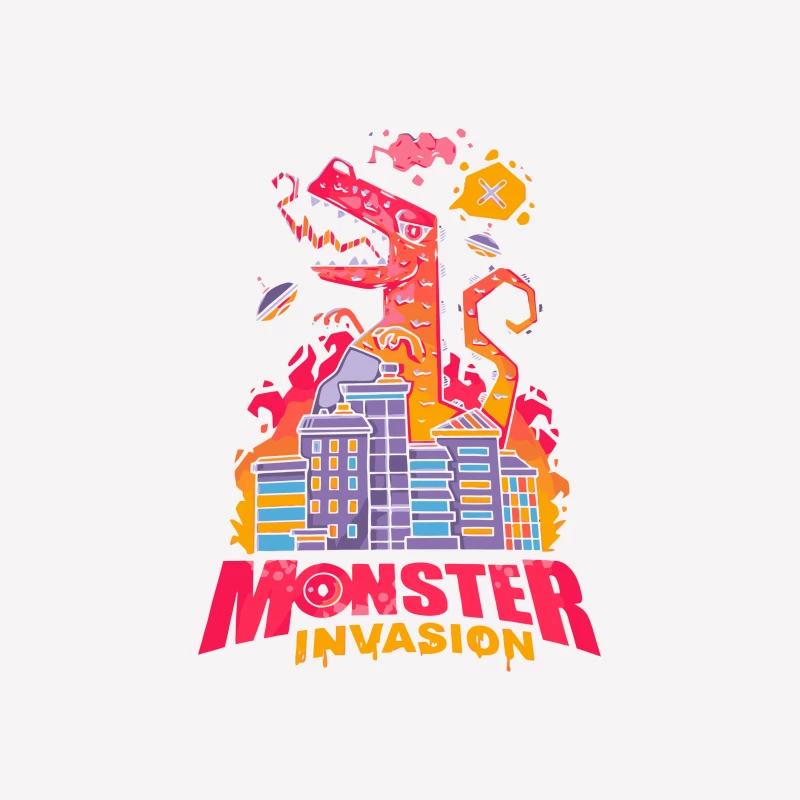 Monster Invasion: A Colorful Cartoon Illustration Female T-Shirt