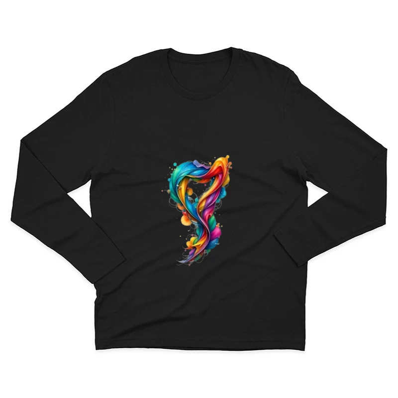 Vibrant Rainbow Swirl Abstract Digital Art Male Long Sleeve T-Shirt