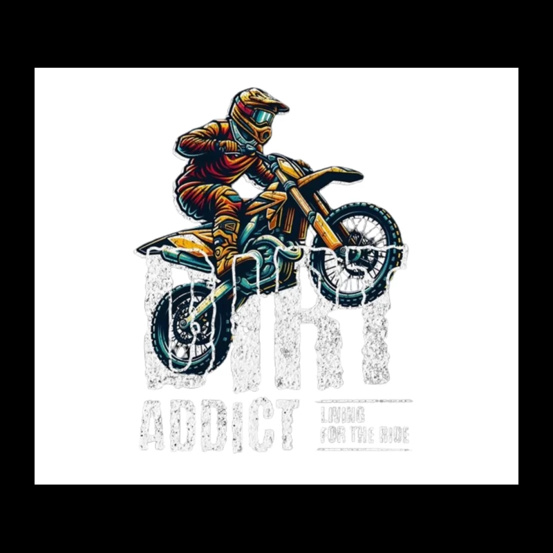 Dynamic Motocross Rider Illustration in Action Tapestry