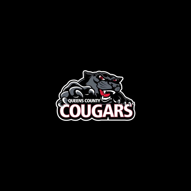 Queens County Cougars Sports Team Logo with Black Cougar Mascot iPhone Case