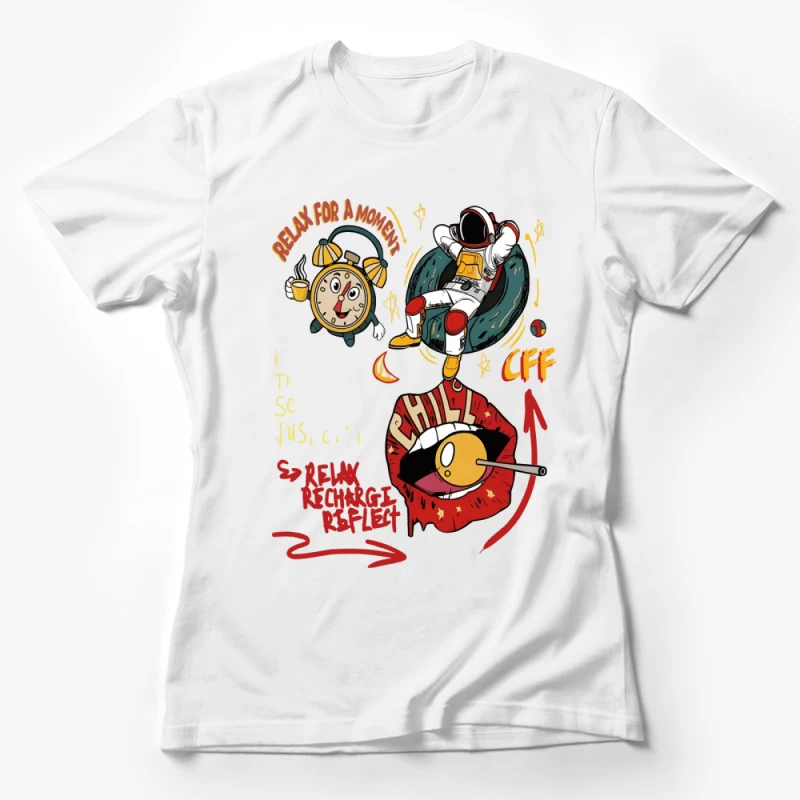 Entspannen Sie für einen Moment mit Astronaut und Wecker Damen T-Shirt