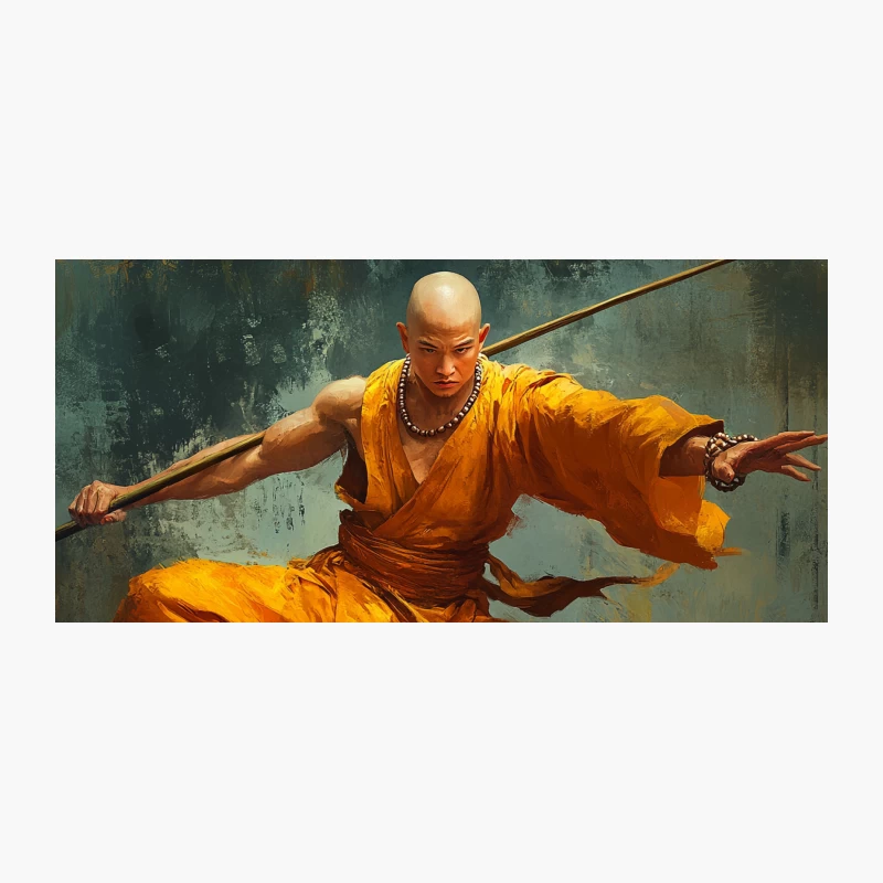 Artistic Portrayal of Shaolin Monk in Dynamic Kung Fu Stance Coffee Mug