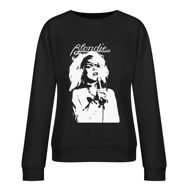 Artistic Line Drawing of Blondie Band Logo and Singer Female Pullover Sweatshirt