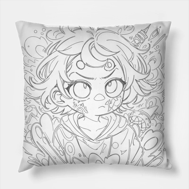 Cartoon abstract Throw Pillow