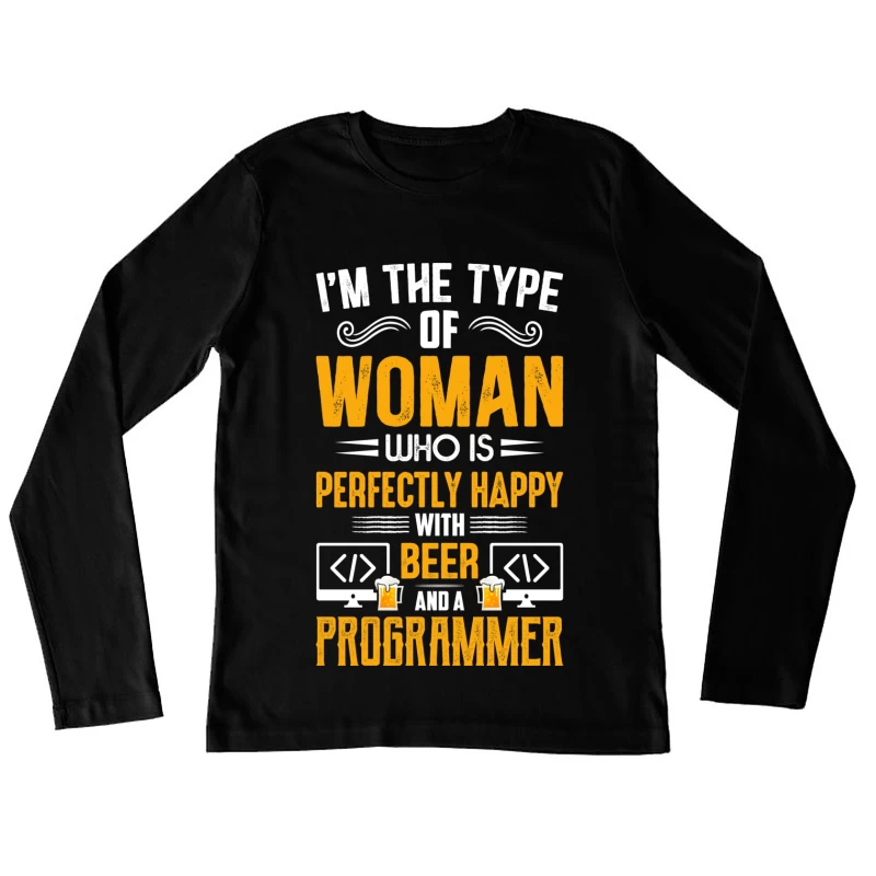 Femme, bière et programmation Femme Manches Longues T-Shirt