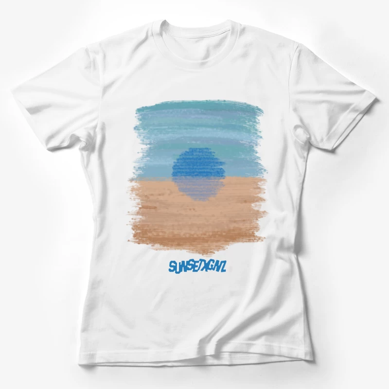 Abstrakter blauer Sonnenuntergang Damen T-Shirt