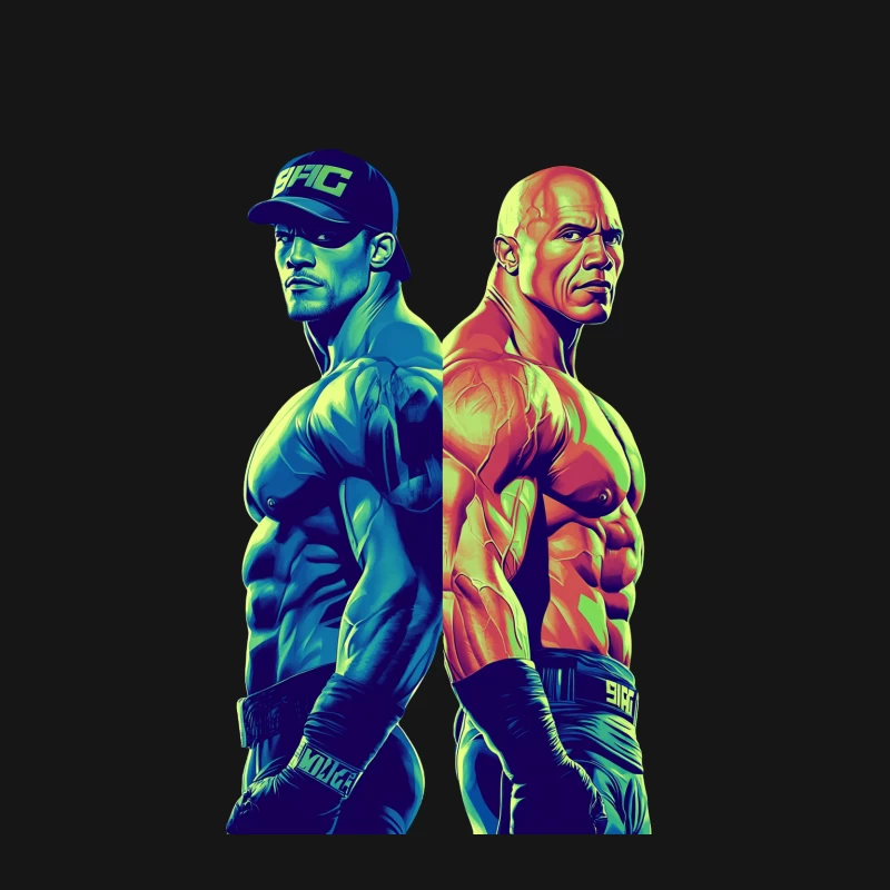 Vibrant Artistic Portrait of Iconic WWE Wrestlers Female T-Shirt